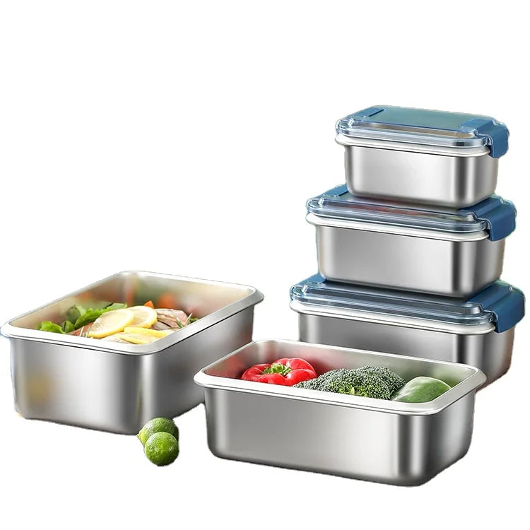 Stainless Steel Food Grade Fresh-keeping Box Food Storage Container Lunch Box With Plastic Lid air Valve