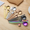 Fashion Elegant Gift Box 24PCS Gold Cutlery Metal Stainless Steel Cutlery Set With Wooden Box