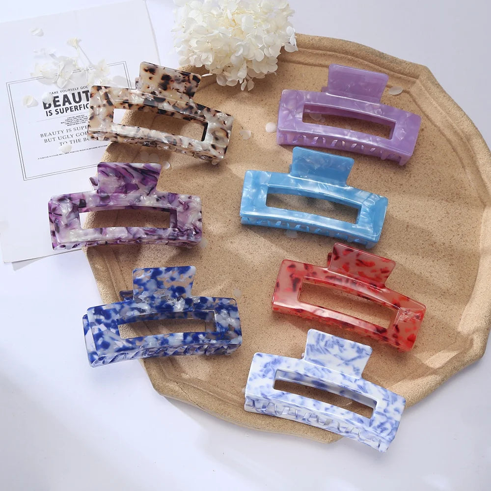 Korean Oversized 10.5cm Jumbo Rectangle Acetate Tortie Large Hair Claw Clips for Thick Hair