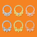 16G 316L Surgical Steel Gothic Snake & Bat CZ Septum Clicker Ring Hypoallergenic Nose Piercing Jewelry