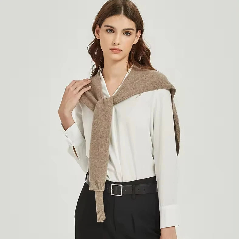 2024 Autumn Stock Wholesale Soft Cashmere Korean Style Women's Solid Comfortable Warm Poncho Shawl