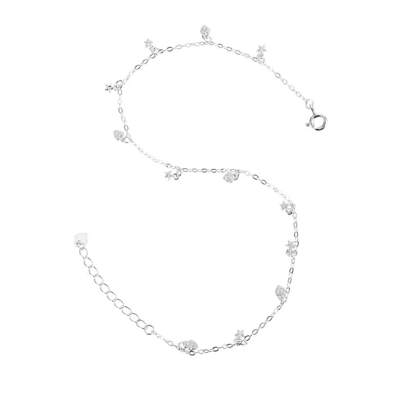 Wholesale Fashion 925 Sterling Silver Fine Jewelry Anklet Classic Style Silver Plated Zircon Jewelry for Women Party
