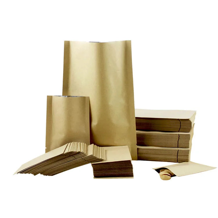 2 3 Three Side Heat Seal Small Plain Flat Pouch Kraft Paper Packaging Bags
