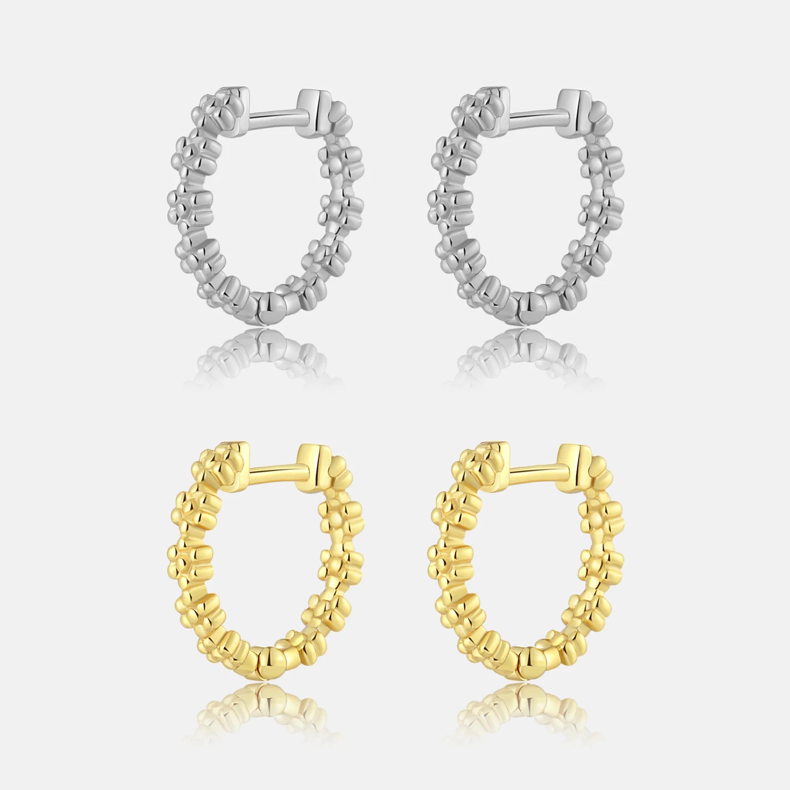 FUAMAY Fashion Simple Jewelry 18K Gold Plated 925 Sterling Silver Earrings Simple Snowflake Earrings