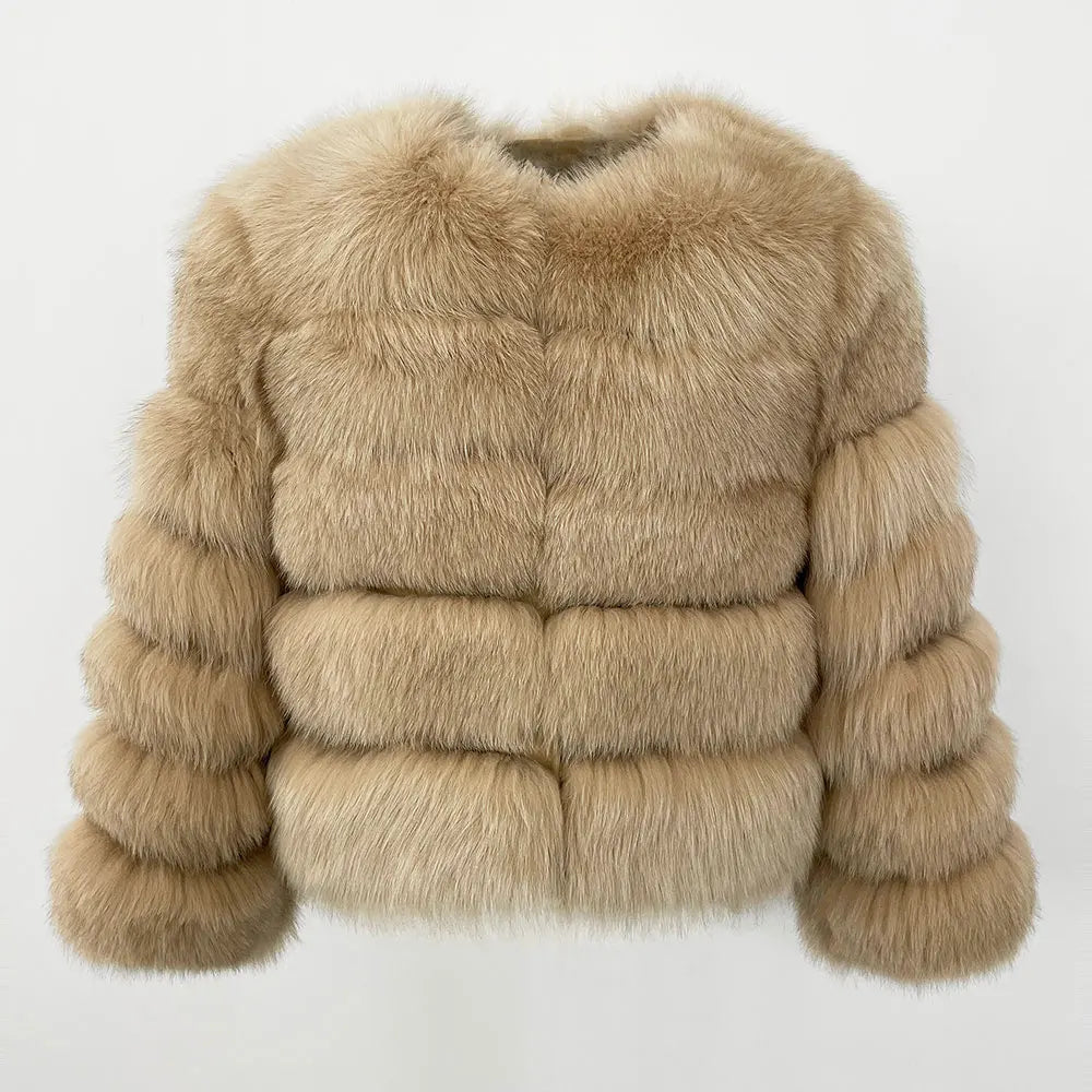 OFTBUY 2024 Autumn Winter Women's Thickened Warm Coat Pure Natural Fox Fur Detachable Sleeves Short Ladies Jacket Polyester