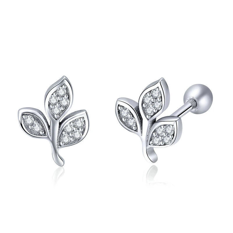 OAHLAN Women Leaf Stud Earrings 925 Sterling Silver Inlay Zircon Earrings Wholesale