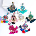2022 New Bohemian Color Diamond Flower Female Earrings Summer Handmade Colorful Rhinestones Crystal Summer Earrings Jewelry