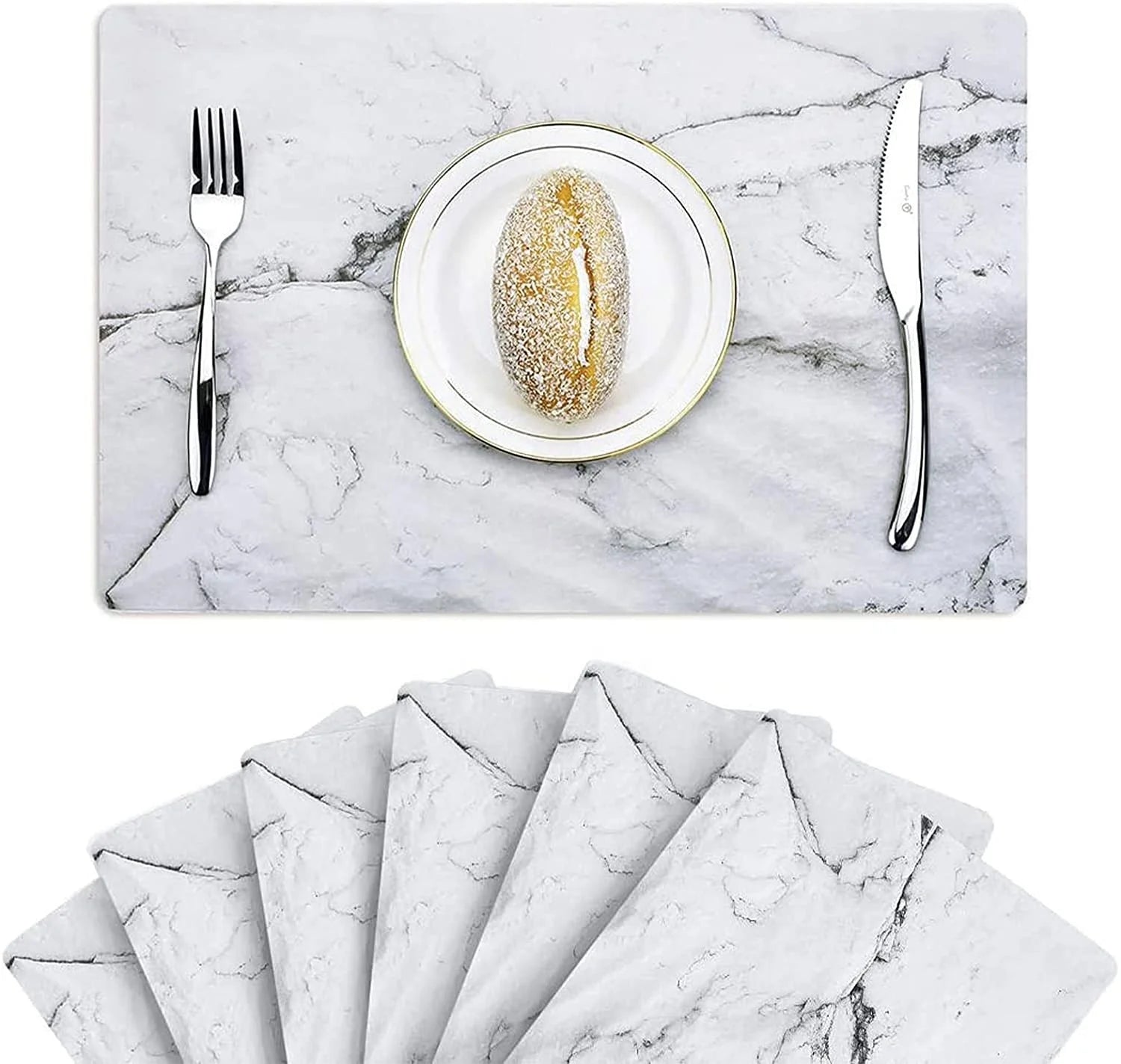 PVC Marble Placemats for Dining Table Environmental Table Mats for Kitchen Dinner Party Wholesale Custom Printed PU Leather