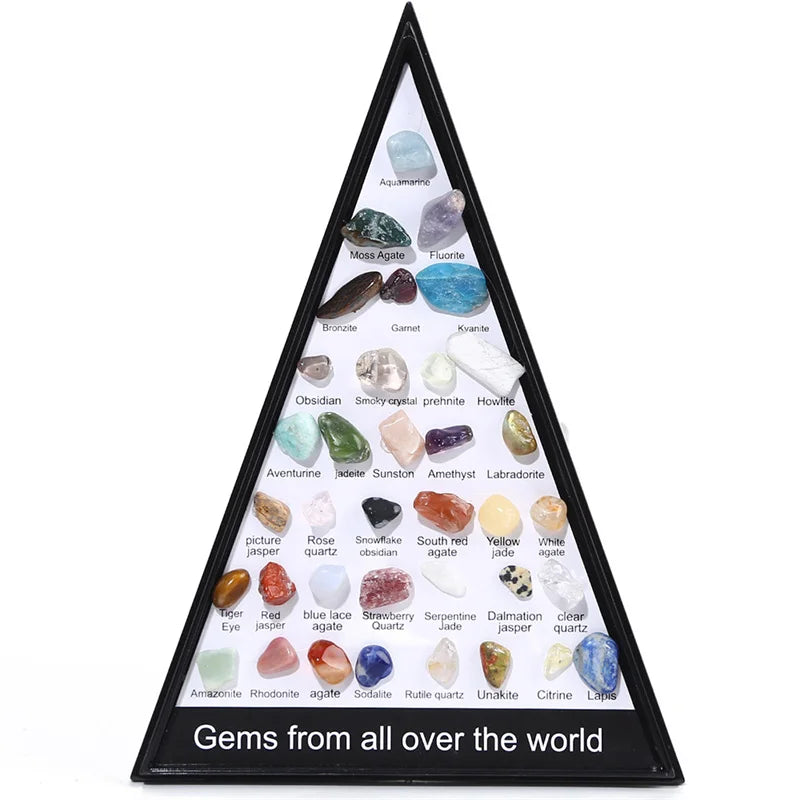 Wholesale Natural Crystal Stones Triangle Plastic Box 36 Pcs of the Gems From All Over the World Rocks Stone for Christmas Gift