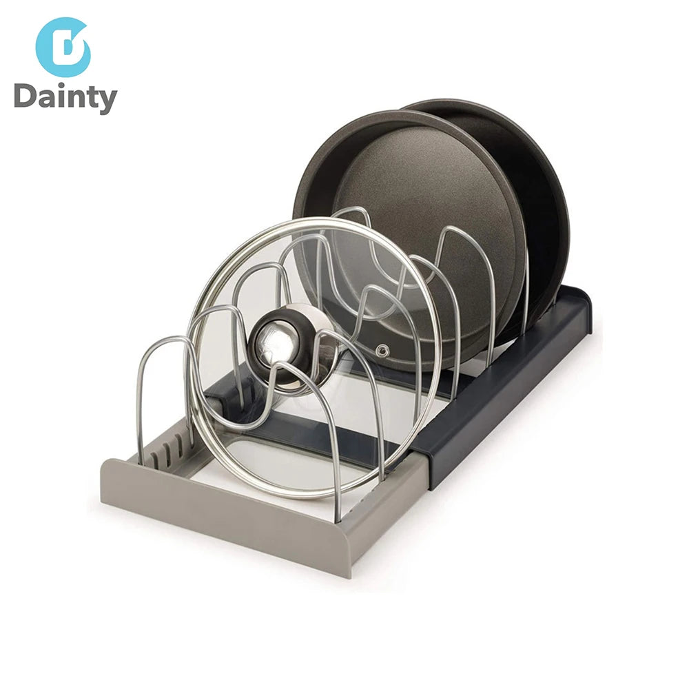 Kitchen Pot and Pan Organizer for Under Cabinet Expandable Slide Out Pot Lids Organizer for Drawer