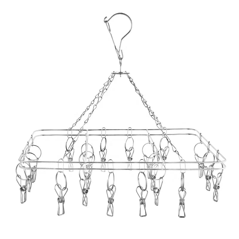 High Quality Stainless Steel Sock and Clothes Hangers From Home Suppliers Multifunctional Design with Clips for Laundry Use