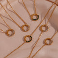 Waterproof 18K Gold Plated Stainless Steel Jewelry Vintage Style Round Circle Pendant Necklace Bracelet Wedding Gift Idea