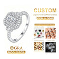 High Quality Diamond Engagement Wedding halo 925 Rings Woman Fine Jewelry 1 Carat Emerald Cut Moissanite Ring
