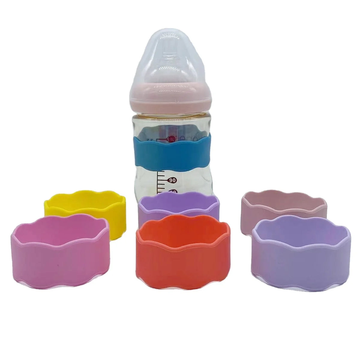 Mixing Colours Silicone Sippy Cup Labels Reuse Water Bottle Bands Daycare Labels