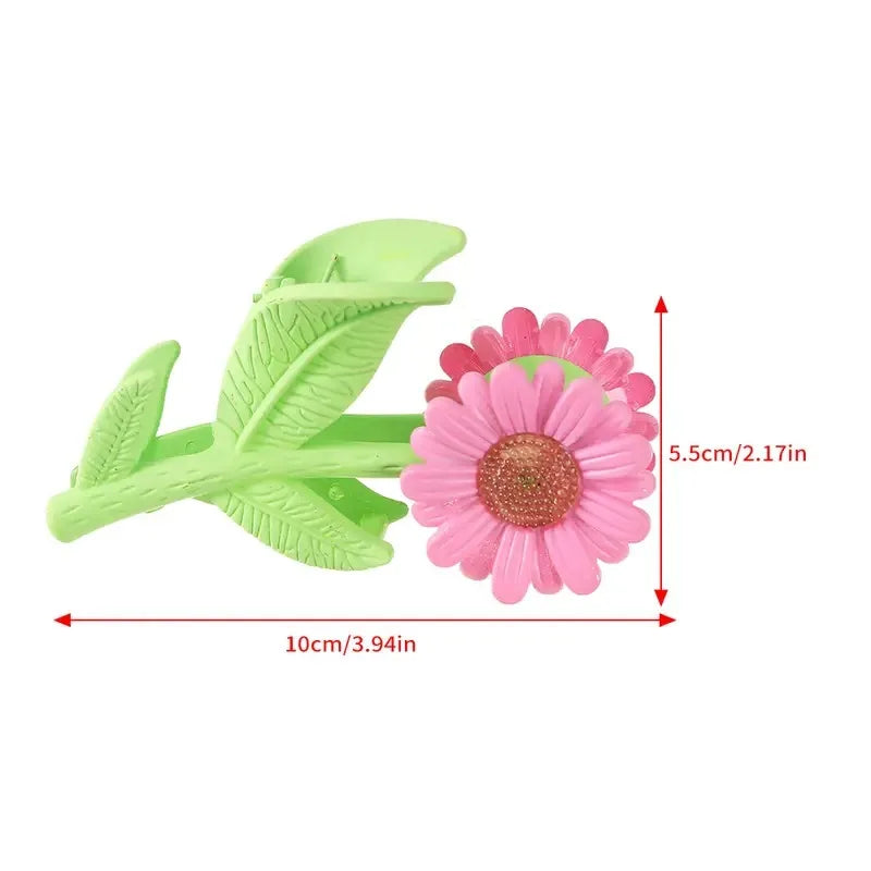 Women and Girls' New Style Frosted Sunflower Simulation Hair Claws Hot Selling Wholesale Flower Hair Claw Clips