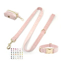 Luxury 36 Solid Colors Soft Cozy Poop Bag Holder Adjustable 2cm 2.5cm Width Pink Dog Cat Collars Velvet Pet Leash