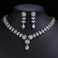 2022 New Arrival Wedding Jewelry Bridal Diamond Necklace Earrings Set Beautiful Leaf Zircon Jewelry Set for Women Girls