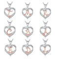 925 Sterling Silver Custom Women Heart 26 Alphabet Cubic Zirconia Initial Letter Pendant Necklace