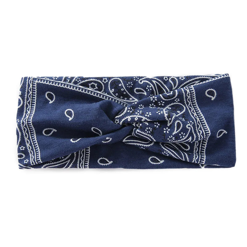 Fashion Sports Fitness Headband Yoga Exercise Elastic Hairband Running Bohemia Solid Color Wide Non-Slip Headband