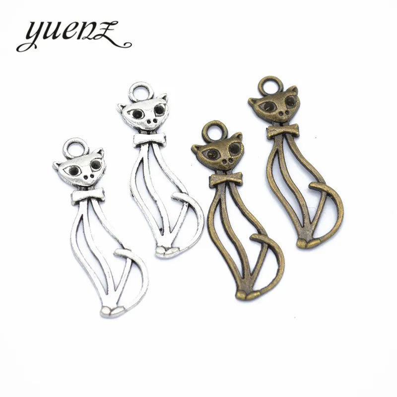 YuenZ Fashion Antique Cat Charms Pendants for Jewelry Making Necklace Bracelet Accessories Findings 34*10mm D9270