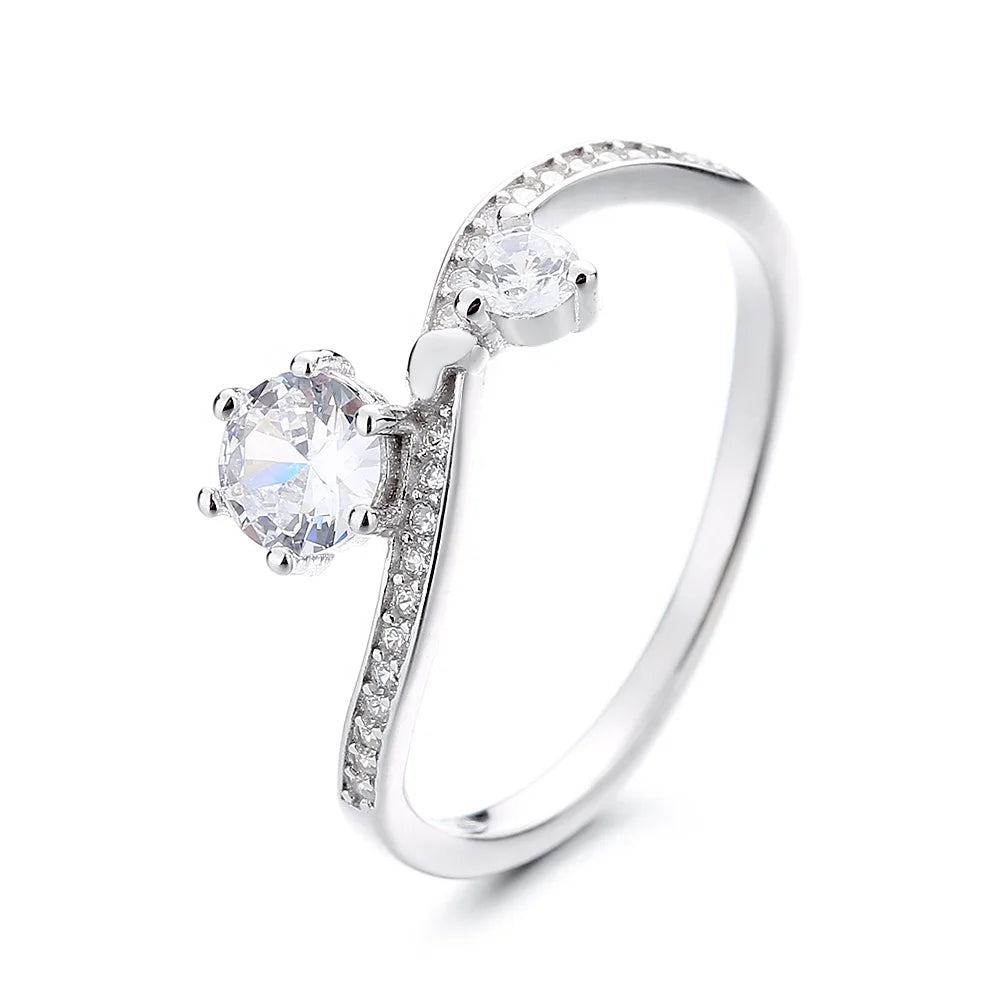 925 Sterling Silver Ring Ladies Zircon Engagement Ring Silver Jewelry