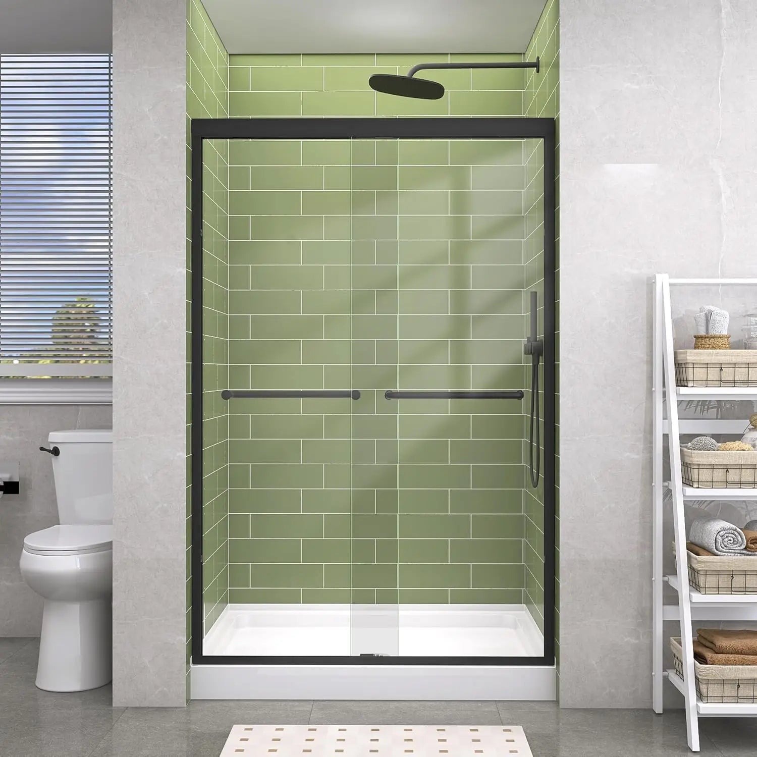 Shower Door 46-48 In. W X 72 . H Semi-Frameless Bypasss Double Sliding Glass S1/4 Ch Tempered