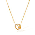 QUSEDINY Wholesale Stainless Steel Necklace with Love Heart Pendant Rhodium Plated Gold for Women for Gift or Wedding