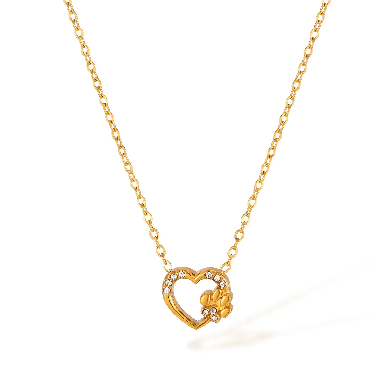 QUSEDINY Wholesale Stainless Steel Necklace with Love Heart Pendant Rhodium Plated Gold for Women for Gift or Wedding