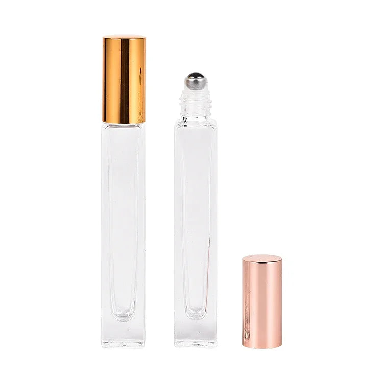 10ml Matte Black White Transparent and Stainless Steel Roller Rose Gold  Dust Cap for Essential Oil Perfume Bottle Glass Bottles