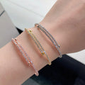 Fashion Jewelry Custom Mujeres Pulseras Heart Charm 18K Gold Plated Bracelets Bangles for Women 925 Sterling Silver Bracelet