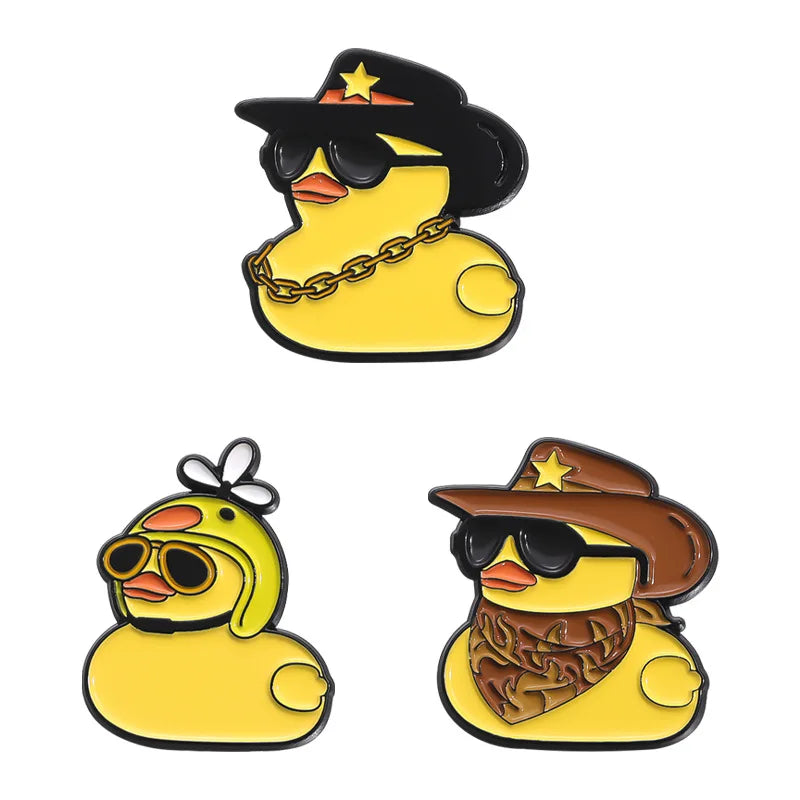 Creative Helmet Cowboy Yellow DuckLapel Pin Zinc Alloy Hard Enamel Badge High Quality Gold Plating Custom Design for Pins