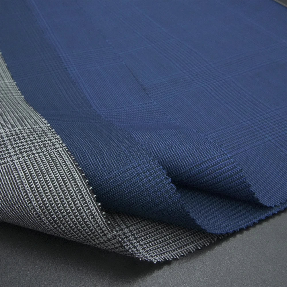 Continuous Stock 70%W 30%P Worsted Merino Wool Polyester Fabric Yarn Dyed Wool Blend for Men's Suits and Jackets