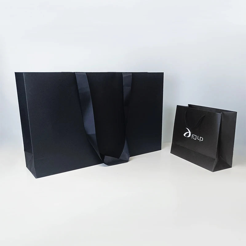 Wholesale Custom Printed Logo Biodegradables Luxury Black Bag Boutique Shopping Gift Packaging Bags With Your Own Logo