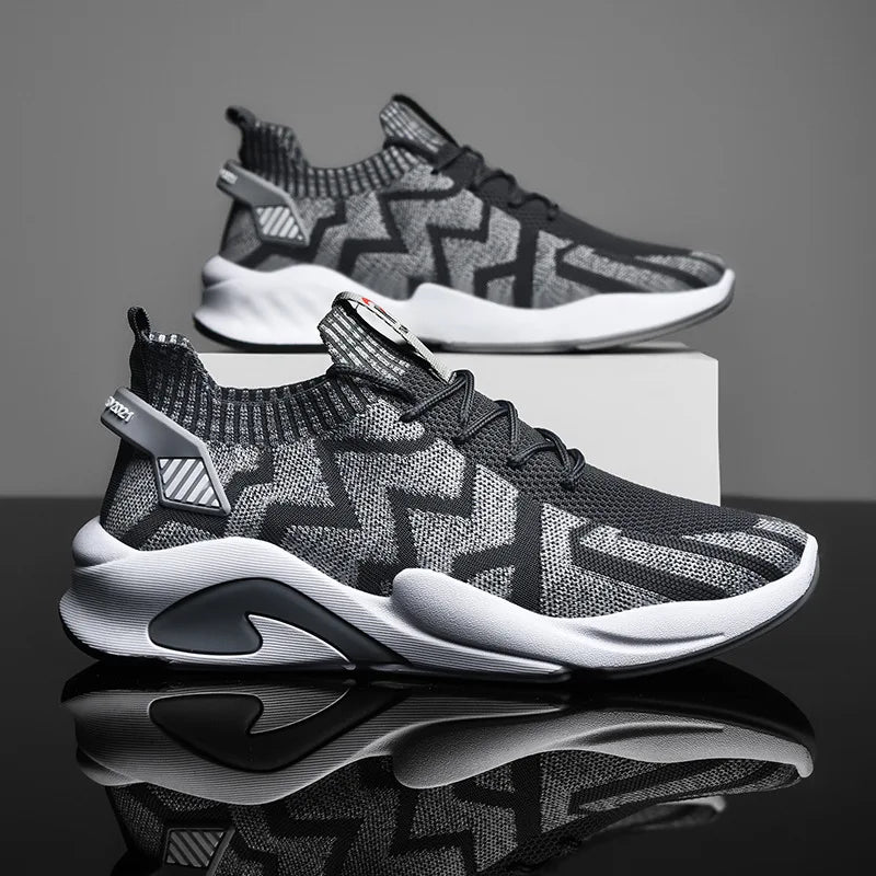 Summer Breathable Printed Lace-up Toe Casual Sports Running Shoes Fashion Trend Versatile New Lightweight Men's Mesh EVA Midsole