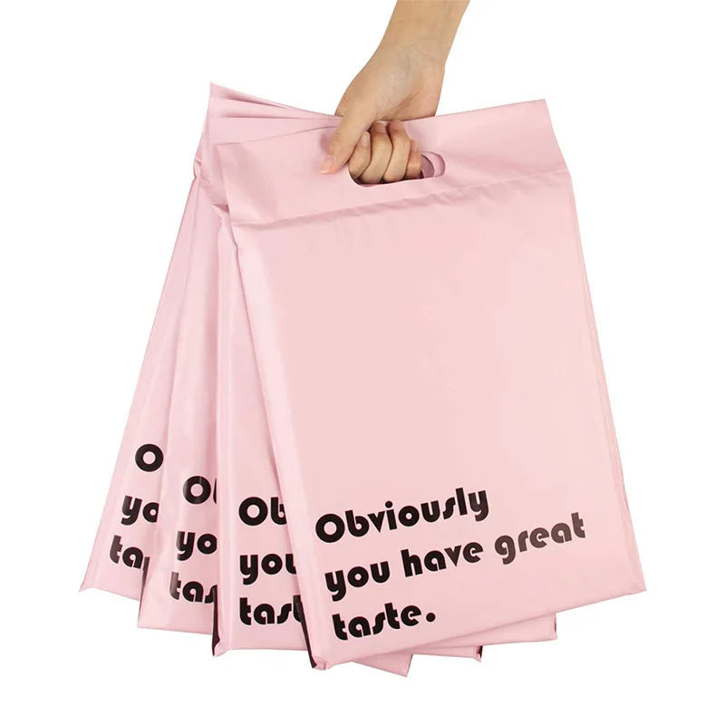 In Stock Custom Printed Poly Mailing Bags With Handle Packaging Shipping Bags Poly Mailers With Handle Logo Plastic Envelope
