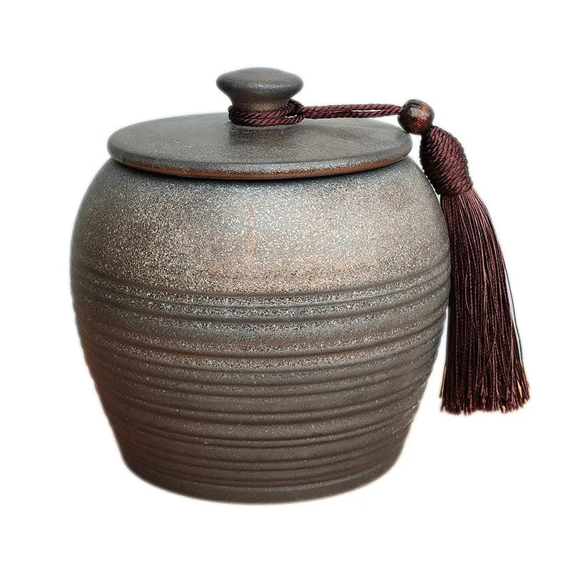 Japanese Vintage sealed Pot Large Puer Black Tea Ceramic Storage Jar