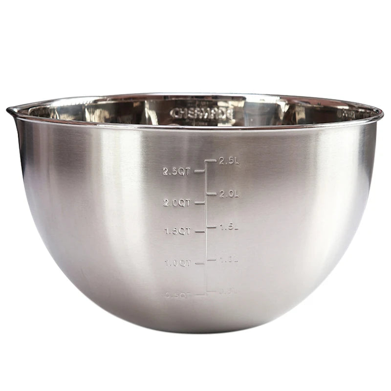 CHEFMADE 20cm Food Grade 18/8 Stainless Steel Camping Kitchen Cooking Stirring Egg Beater Mixing Bowl with Scale