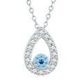925 Sterling Silver Water-drop Blue Zircon Devil's Eye Pendant Necklace for Women Classic Neck Chain Fashion Jewelry BSN275