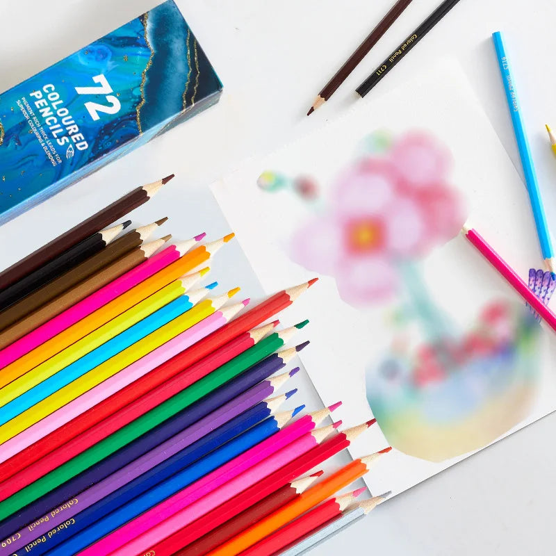 Colored Pencils Set School Art Supplies Soft Core Sketching Drawing Colouring Pencils with Paper Box