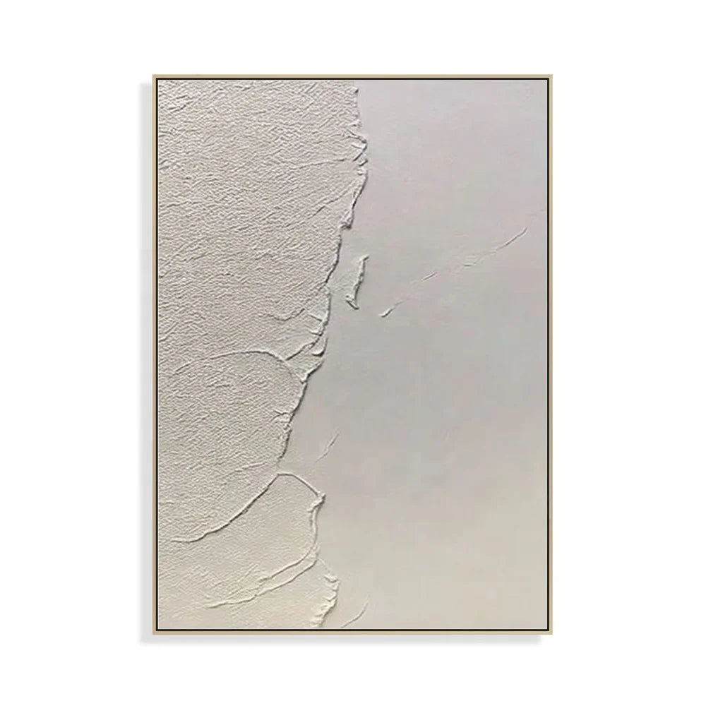 Modern 3D Texture Beige Wall Art Decor Abstract Canvas Painting for Home Living Room
