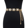 Metal Crystal Chain Belt for Women Waist Chains for Dresses Jeans Western Cowgirl