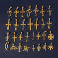 In Stocks Fashion Jewelry DIY Stainless Steel Women Gold Color Mixed Designs Cross Pendant Charms for Jewelry Making
