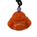 Natural Red Burma Emerald Gemstone Laughing Buddha Jadeite Jade Pendants Necklace