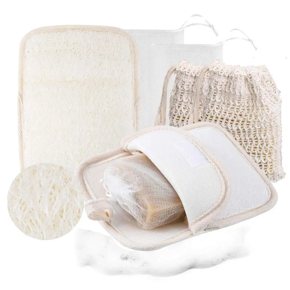 Soap Saver Pouch Exfoliating Loofah Sponge Pocket Bath Sponge PadShower Sponge Body Scrubber with Natural Sisal Soap