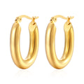 Hypoallergenic Geometric Oval Stainless Steel Statement Earrings Gold Plated Heart Jewelry Hoop Style