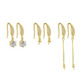 Dainty 925 Sterling Silver Zircon Fish Hook Earwires Gold Plated Pendant Bali Pinch Ear Hook for Earring Jewelry Making