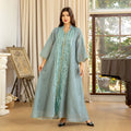 Abaya AB355 Long Sleeve Party Dress Floral Islamic Clothing Eid Moroccan Kaftan Ramadan Jalabiya
