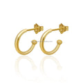 Classic Pure Gold Earring C Shaped Simple Hoop Earrings 14K Gold Jewelry Women Gift