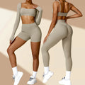 8518 Custom Yoga Gym Legging Set Woman Activewear Fitness Womens 4 Piece Crop Top and Leggings Set