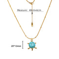 Classic Retro Blue Turquoise Cute Three-dimensional Turtle Pendant 18K Gold Plated Stainless Steel Women's Gift Necklace